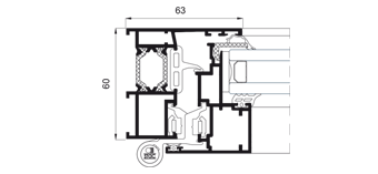 System Section Cor-60 Hidden Sash System  with thermal break