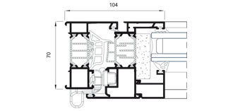 System Section Cor-70 CC16 system with thermal break