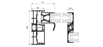 System Section Cor-Vision Sliding System with thermal break