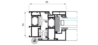 System Section Cor-60 System with thermal break