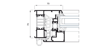 System Section Cor-70 Hidden sash CC16 system  with thermal break