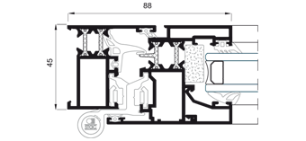 System Section Cor-3000 System with thermal break  