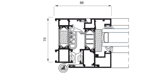 System Section Cor-70 Industrial system  with thermal break