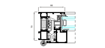 System Section Cor-70 Hidden Sash System with Thermal Break